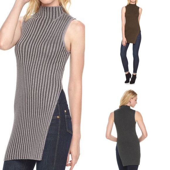 Rock and Republic Ribbed Mock Neck Sweater Tunic - Picture 2 of 7